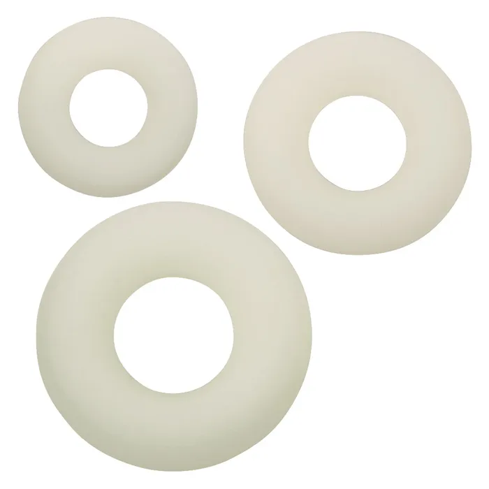 Alpha GlowintheDark Liquid Silicone 3 Ring Set White CalExotics Female Sex Toys