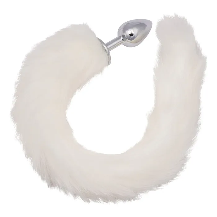 Anal | CalExotics Running Wild Tail | White Metallic Plug & Luxurious Fur Tail for Sensory Play