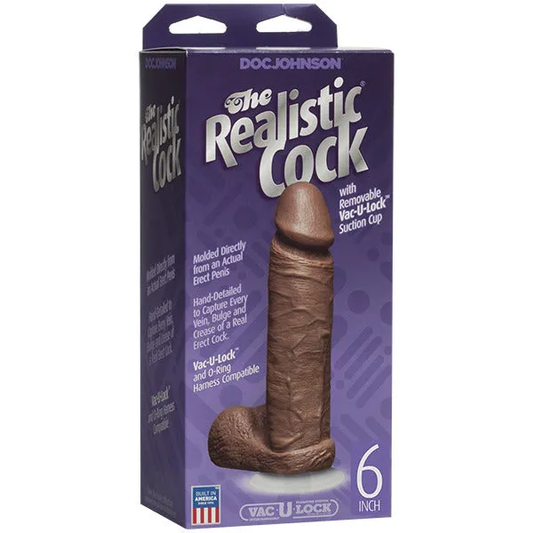 Dildos | The Realistic Cock 6 Inch Dildo Flesh Brown - Doc Johnson