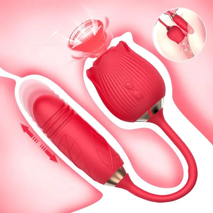 Female Sex Toys | BEBUZZED Rose Clitoral Stimulator Sucking Vibrator THRUSTING Dildo Clit Sucker Sex Toy