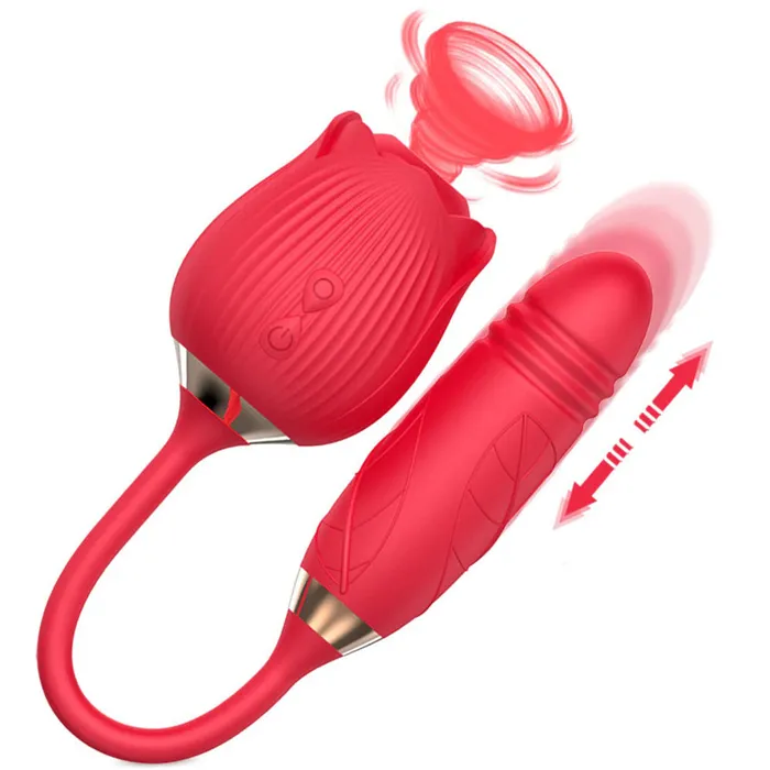Female Sex Toys | BEBUZZED Rose Clitoral Stimulator Sucking Vibrator THRUSTING Dildo Clit Sucker Sex Toy