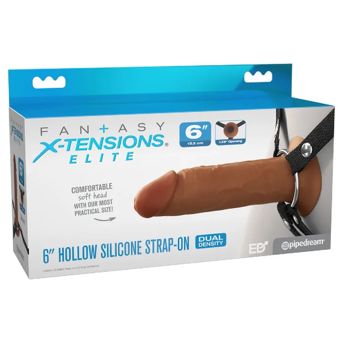 FX Elite 6 Silicone Hollow StrapOn Tan Pipedream Female Sex Toys
