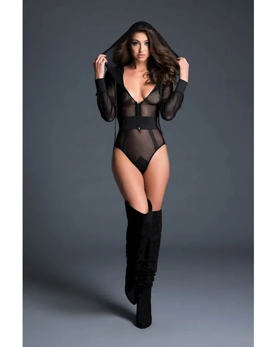 Male Sex Toys | Adore by Allure Adore Chloe Hooded Fishnet Bodysuit With Cut Back - Medium