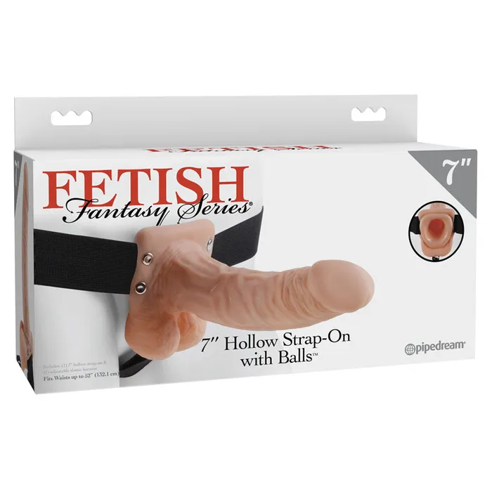 Pipedream Fetish Fantasy Series 7'' Hollow Strap-On With Balls - Flesh 17.8 cm (7'') Hollow Strap-On | Female Sex Toys