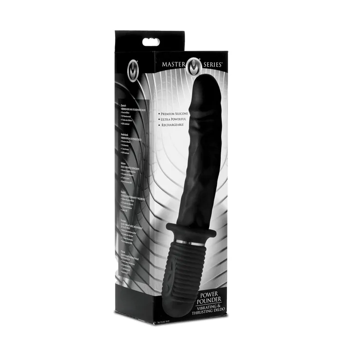 Power Pounder Vibrating and Thrusting Silicone Dildo - Black | Master Series Anal