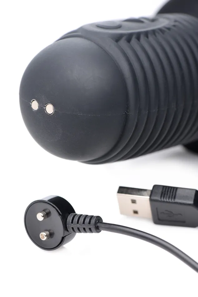 Power Pounder Vibrating and Thrusting Silicone Dildo - Black | Master Series Anal