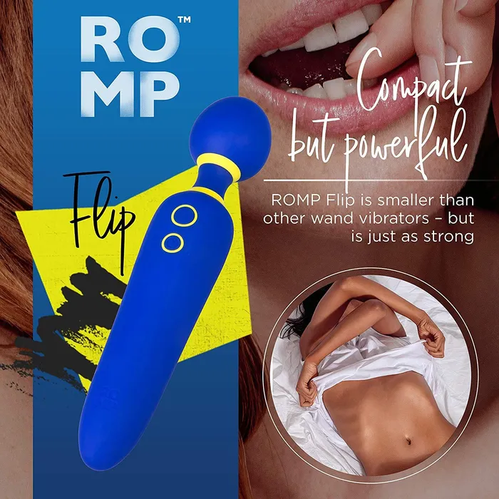 ROMP Flip - Personal Massage Wand Cordless Rechargeable & Waterproof Powerful Vibrating Massager with 6 Speed & 4 Mode Settings | Blue | Wow Tech Female Sex Toys ROMP Flip - Personal Massage Wand Cordless Rechargeable & Waterproof Powerful Vibrating Massager with 6 Speed & 4 Mode Settings | Blue | Wow Tech Female Sex Toys