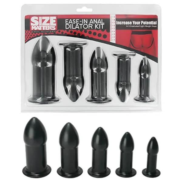 XR Brands Size Matters Ease-in Anal Dilator Kit - Black Butt Plugs - Set of 5 | Anal