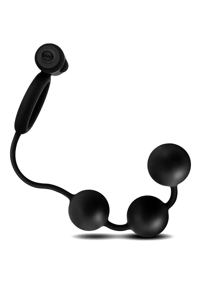 Anal Adventures Anal Adventures Platinum Silicone Anal Beads with Vibrating Cock Ring | Male Sex Toys