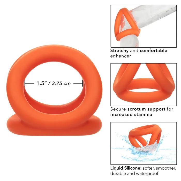 CalExotics Alpha Liquid Silicone Tri-Ring - Orange  Orange | Male Sex Toys