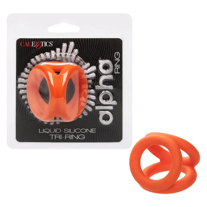 CalExotics Alpha Liquid Silicone Tri-Ring - Orange  Orange | Male Sex Toys