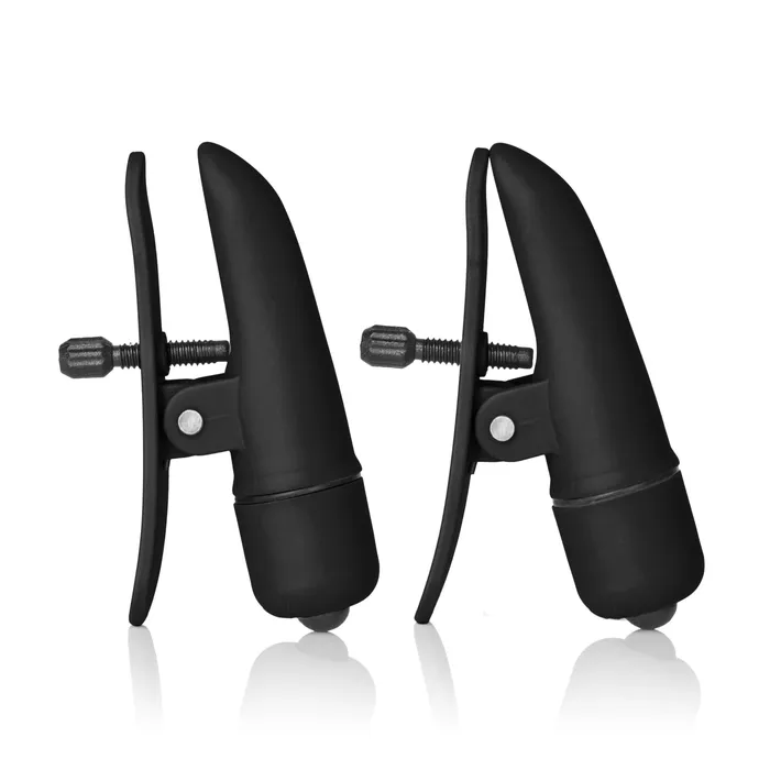 Couples CalExotics Nipple Play Nipplettes Vibrating Nipple Clamps Black