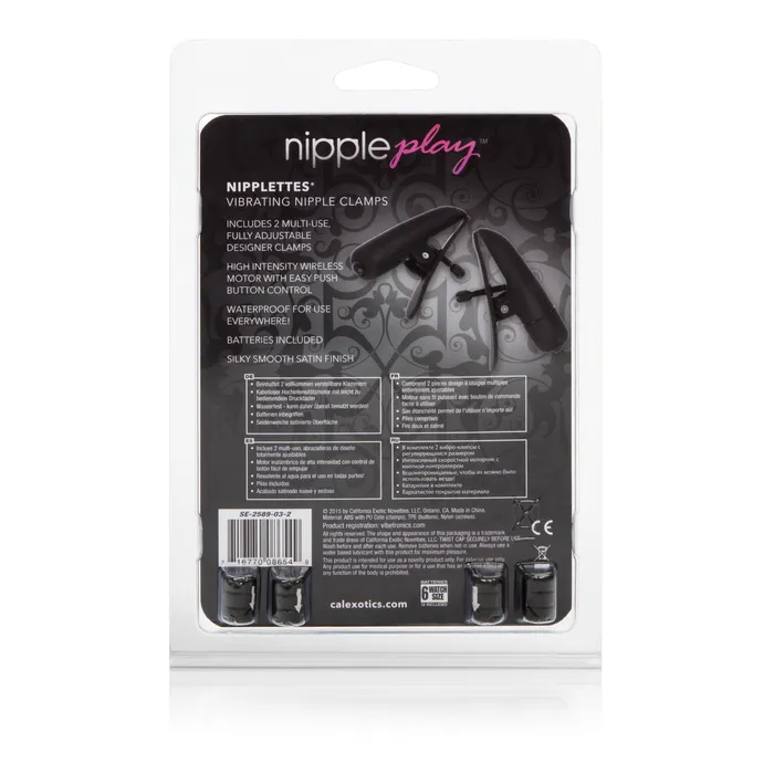 Couples | CalExotics Nipple Play Nipplettes Vibrating Nipple Clamps - Black Couples | CalExotics Nipple Play Nipplettes Vibrating Nipple Clamps - Black