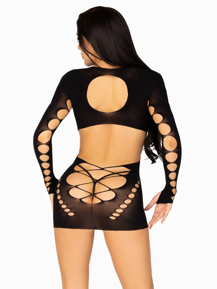 Leg Avenue Male Sex Toys | Seamless Cut Out Long Sleeve Mini Dress With Faux Lace Up Detail - One Size - Leg Avenue Male Sex Toys | Seamless Cut Out Long Sleeve Mini Dress With Faux Lace Up Detail - One Size -