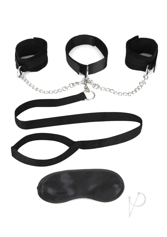 Lux Fetish Couples Lux Fetish Collar Cuffs and Leash Set with Removable Cuffs and Leash