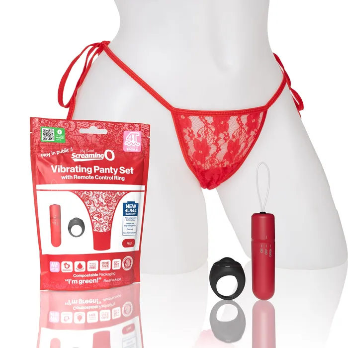 Screaming O 4t - Vibrating Panty Set With Remote Control Ring - Red | Screaming O Female Sex Toys Screaming O 4t - Vibrating Panty Set With Remote Control Ring - Red | Screaming O Female Sex Toys