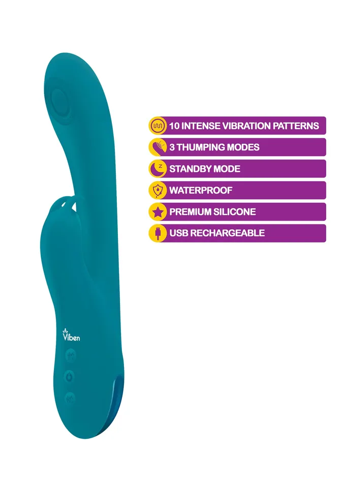 Viben Female Sex Toys | Razzle - Ocean - Rechargeable Thumping G-Spot Rabbit Viben Female Sex Toys | Razzle - Ocean - Rechargeable Thumping G-Spot Rabbit