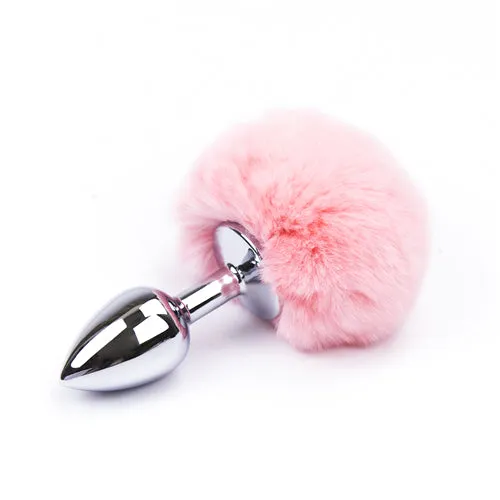Anal | Rabbit Tail Butt Plug_ Black&Metal - Aimitoy