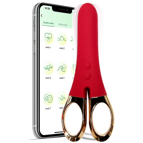 APP Controlled Vibrating Scissors Vibrator Red Aimitoy Vibrators