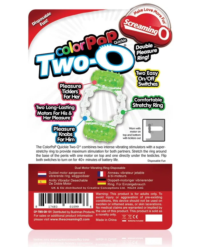 Screaming O Color Pop Quickie Two-O - Green | Screaming O Vibrators
