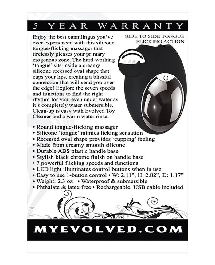 Vibrators | Evolved Evolved Lickity Slit Oral Massager - Black